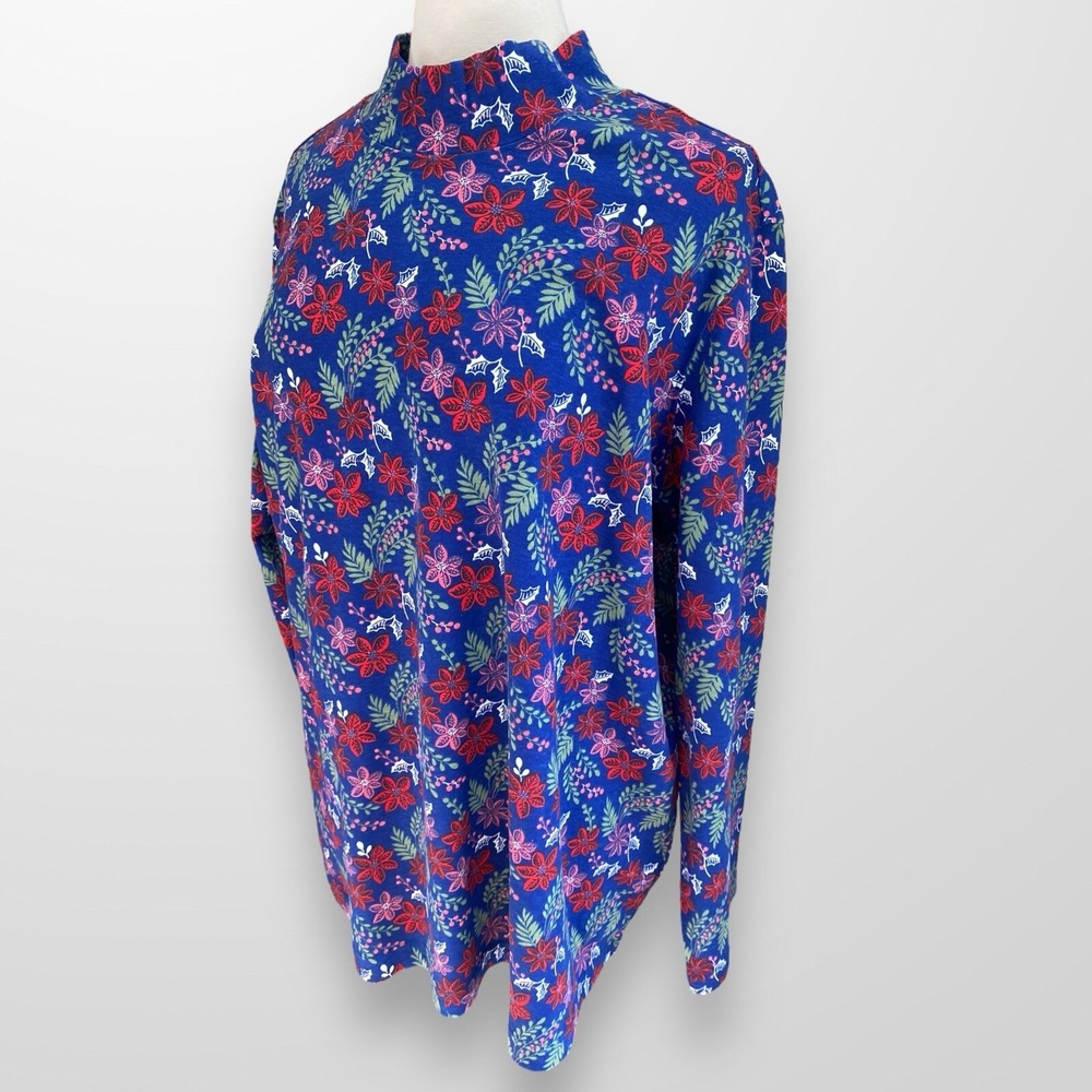 Blair Women's Size 3X Mock Turtleneck Shirt Top Long‎ Sleeve Holiday Casual - Picture 5 of 8